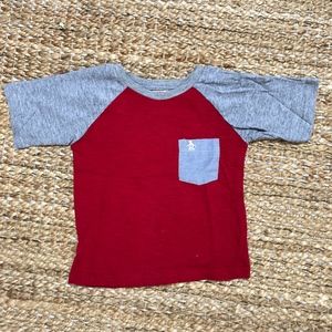 NWOT Penguin Red & Gray Raglan Pocket Tee sz 2T